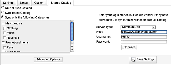 Use CommuniCart to synchronize with your vendor's shared catalog